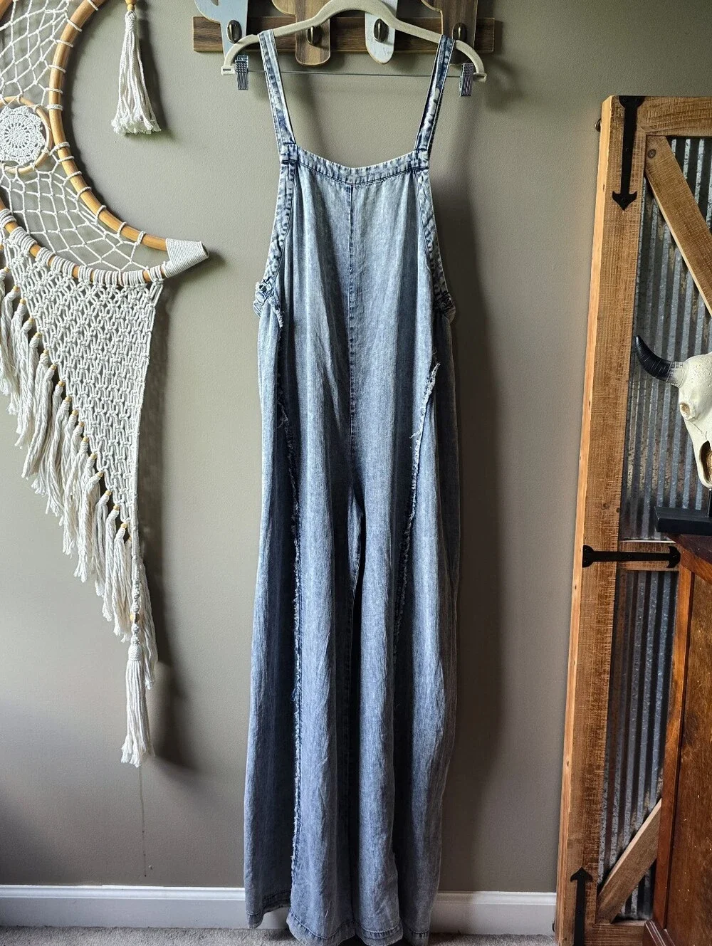 Ee:some × Three Bird Nest Harley Washed Denim Jumpsuit Nwt - Picture 6 of 10